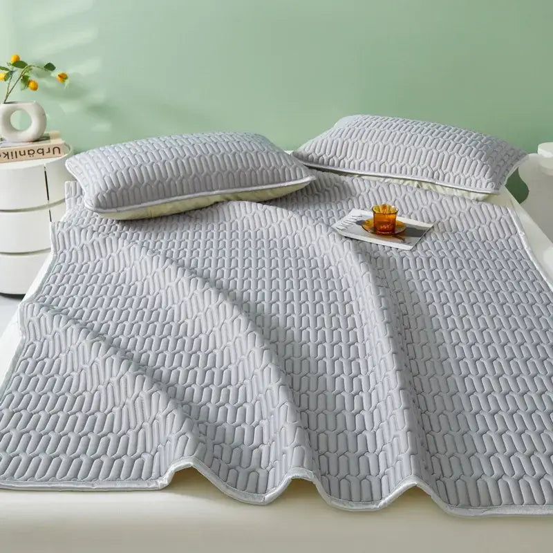 Gray quilted cooling latex summer mat set bedroom bed pad