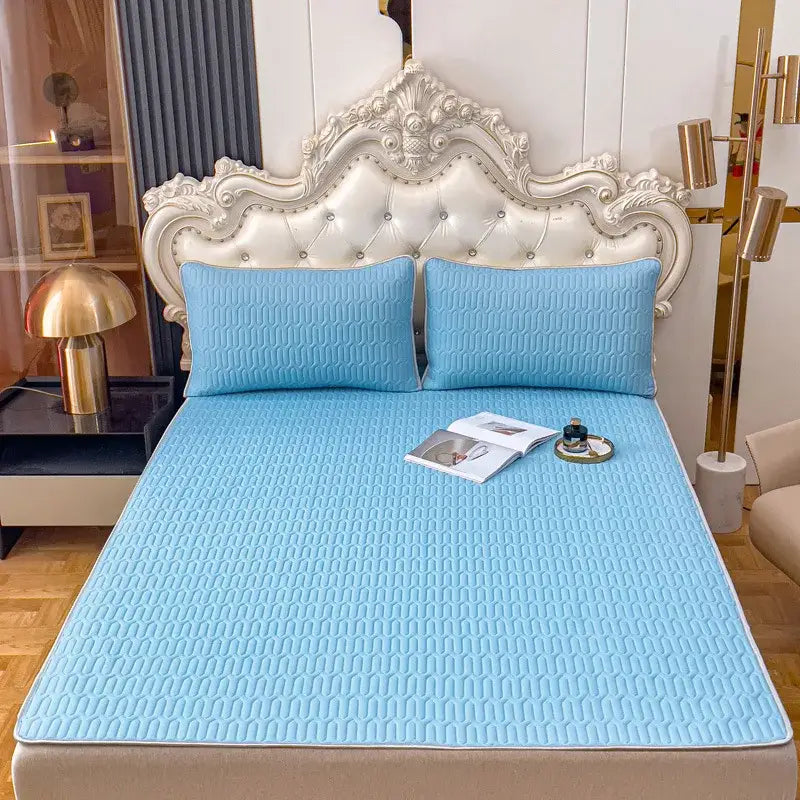 Gray quilted cooling latex summer mat set bedroom bed pad