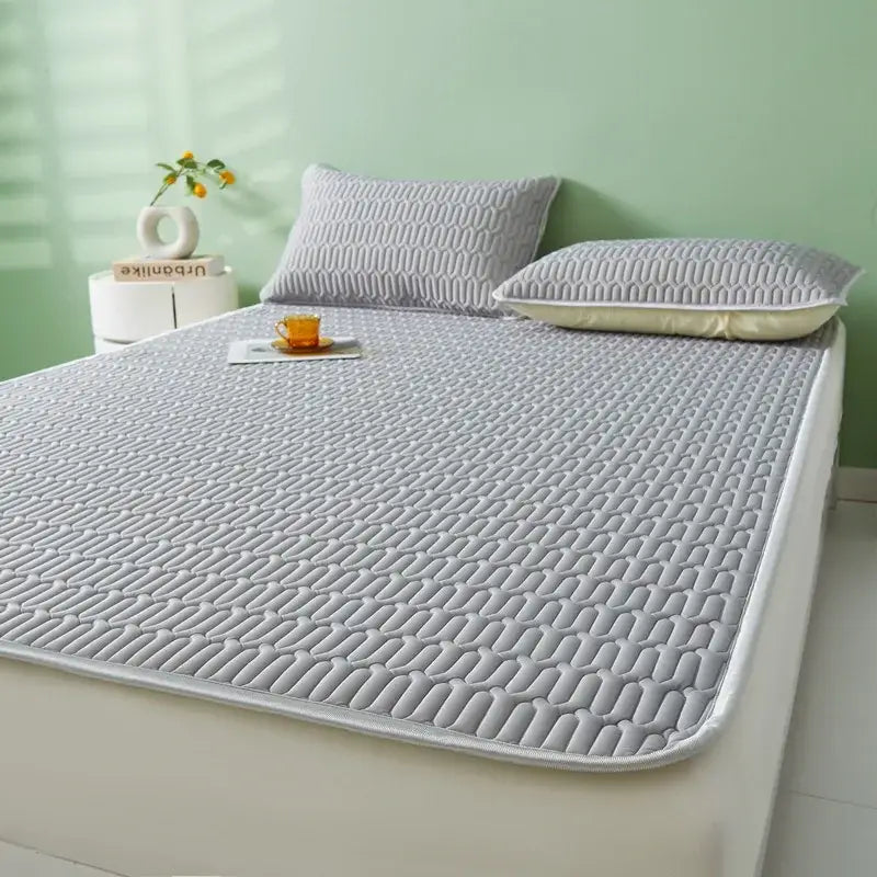 Gray quilted cooling latex summer mat set bedroom bed pad