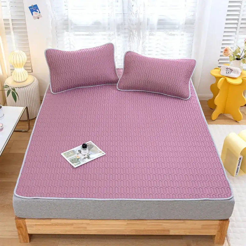 Gray quilted cooling latex summer mat set bedroom bed pad
