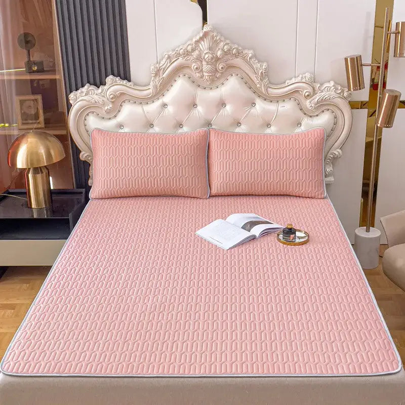 Gray quilted cooling latex summer mat set bedroom bed pad
