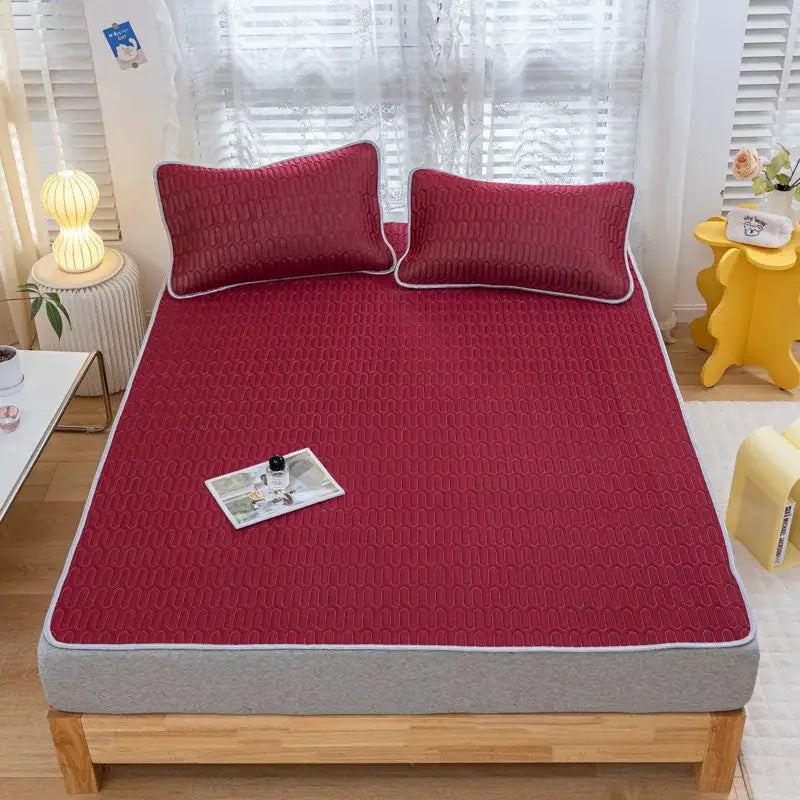 Gray quilted cooling latex summer mat set bedroom bed pad
