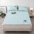 Gray quilted latex bed mat set with cloud embroidery bedroom matress pad