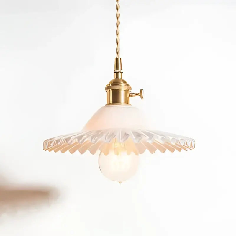 Green and clear glass pendant light dining room copper base