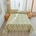 Green and white panda cartoon printed cotton bedspread bedroom decor