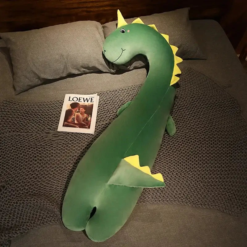 Green and yellow dinosaur cartoon animal body pillow bedroom decor