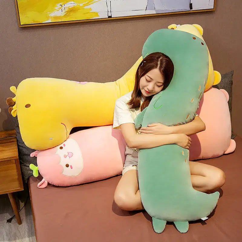 Green dinosaur cartoon comfort body pillow bedroom plush gift
