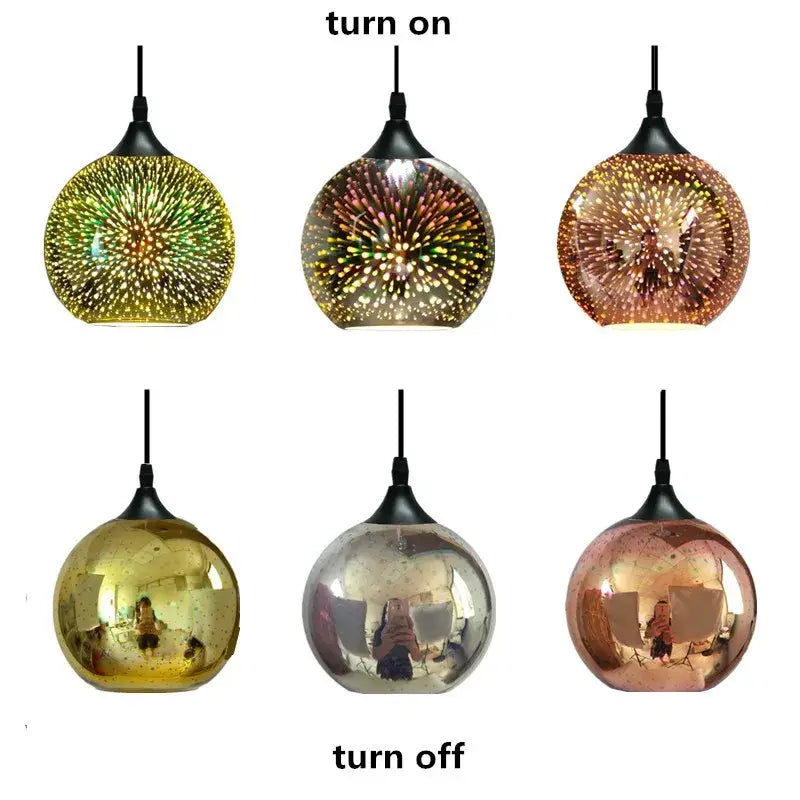 Green & gold mosaic colorful glass ball pendant light dining room