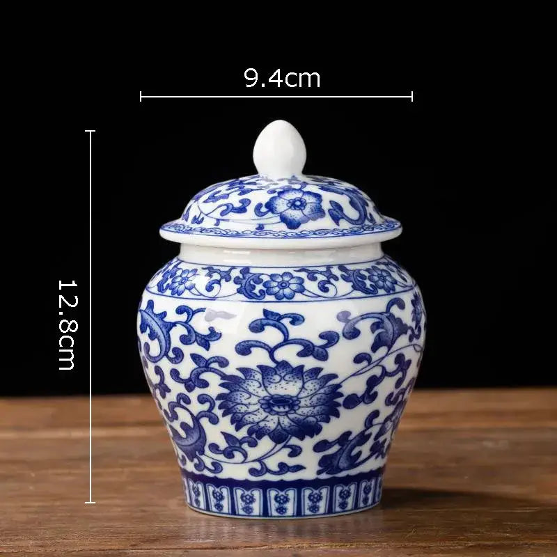 Hand-painted floral white porcelain tea canister kitchen storage jar