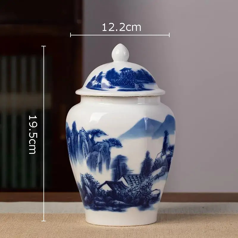 Hand-painted floral white porcelain tea canister kitchen storage jar
