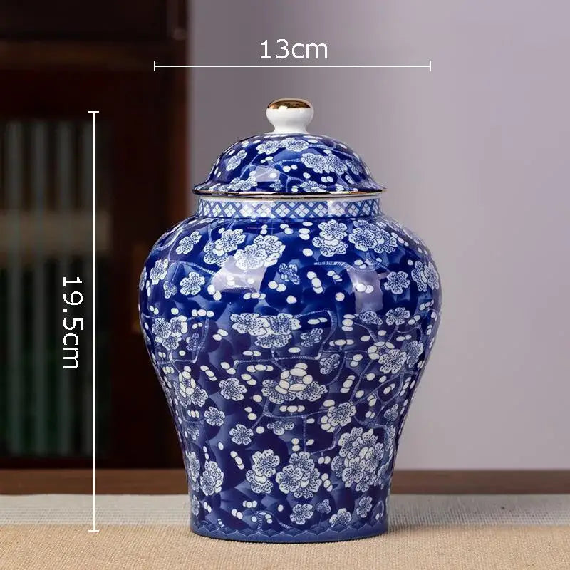 Hand-painted floral white porcelain tea canister kitchen storage jar