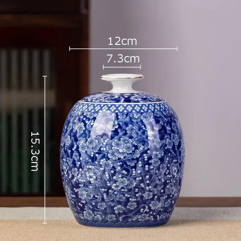 Hand-painted floral white porcelain tea canister kitchen storage jar