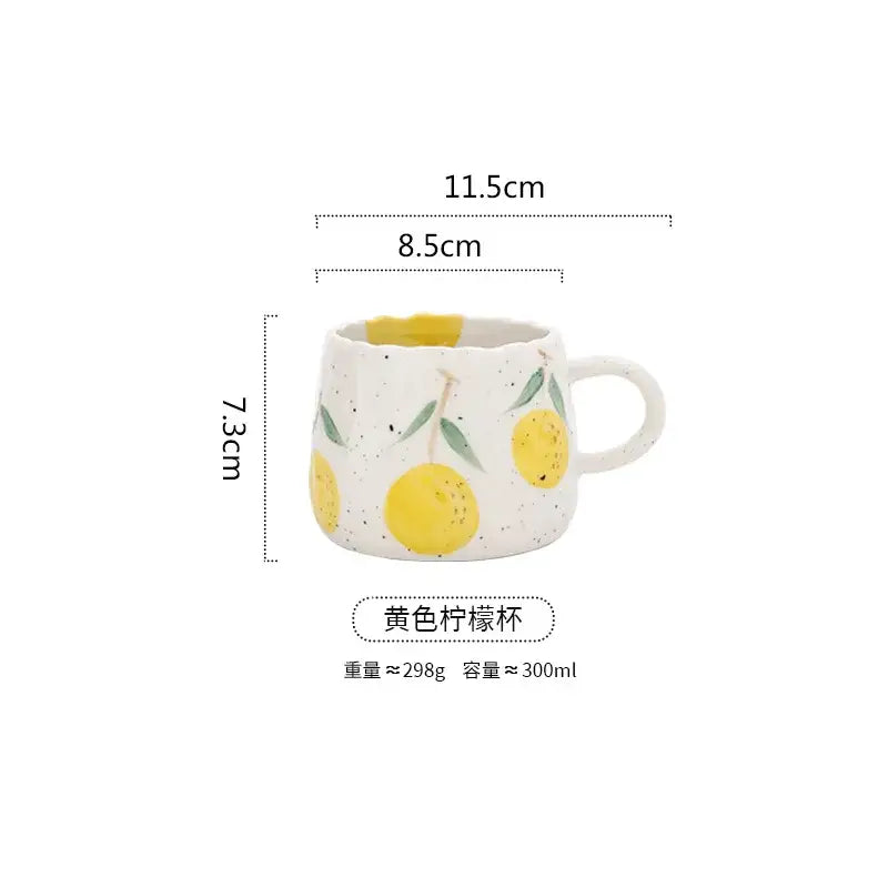 Hand-painted strawberry cartoon fruit ceramic mug kitchen tea cup