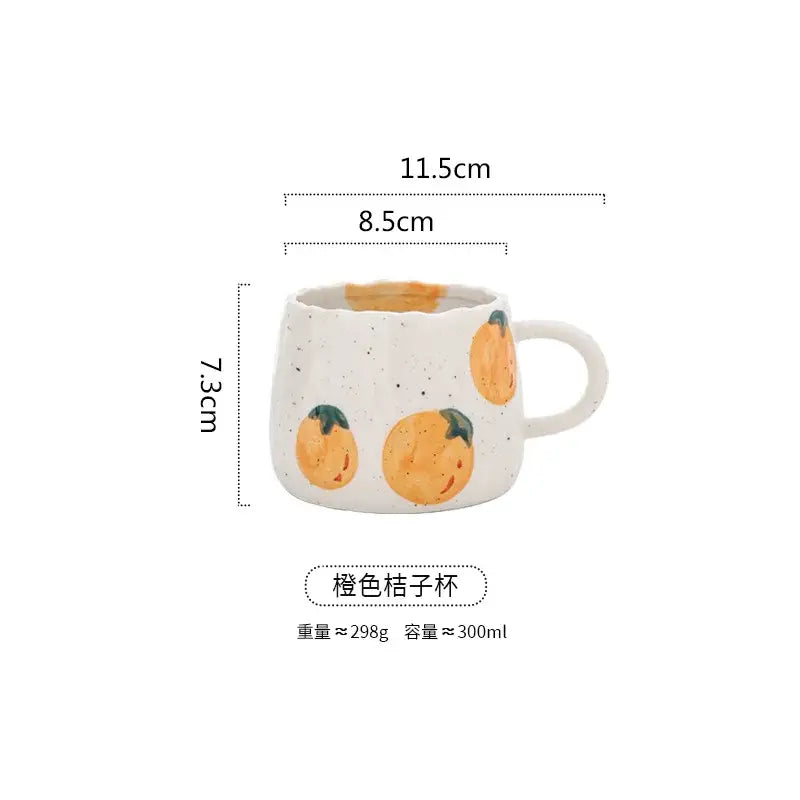 Hand-painted strawberry cartoon fruit ceramic mug kitchen tea cup