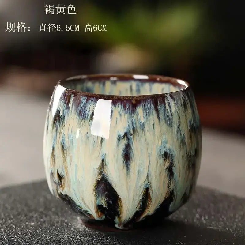 Handcrafted crackle glaze kung fu tea cup set dining room drinkware