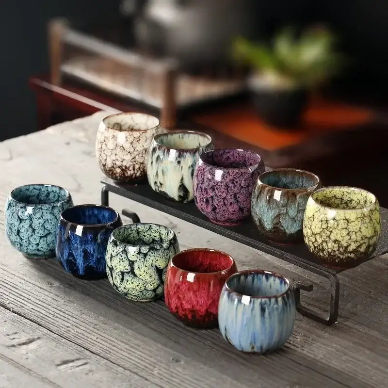 Handcrafted crackle glaze kung fu tea cup set dining room drinkware