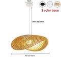 Handmade golden brown bamboo wave pendant lights for dining room