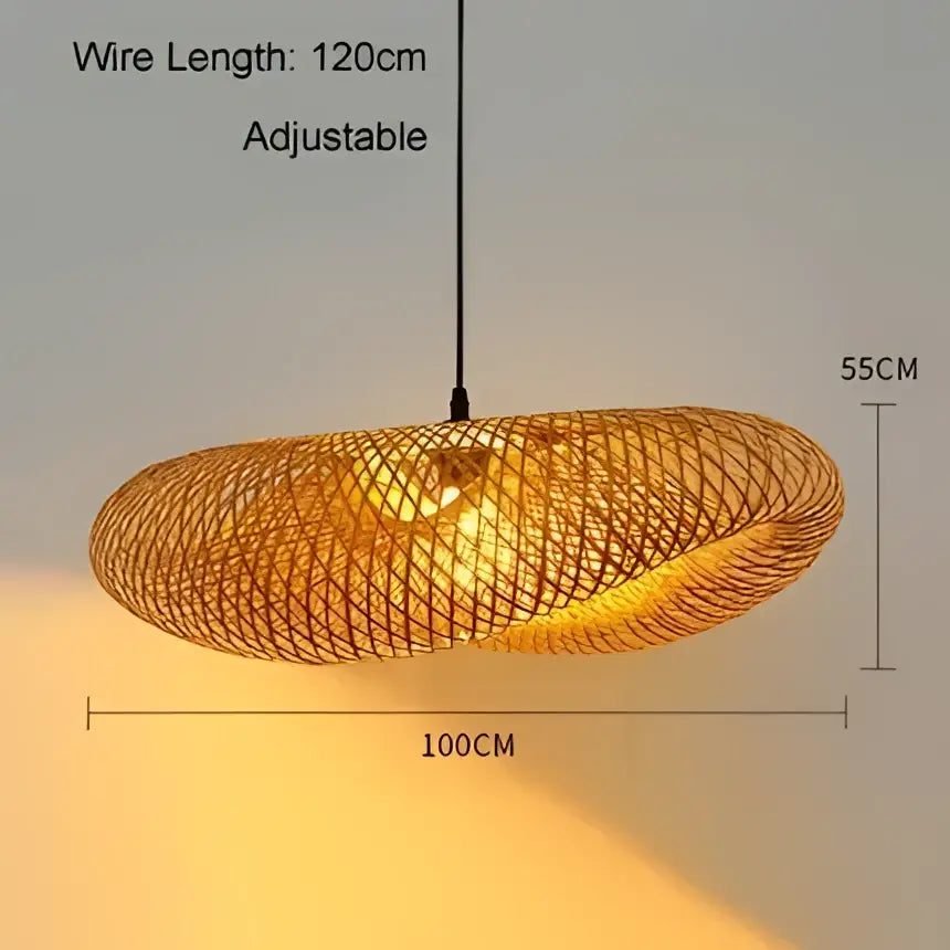 Handmade golden brown bamboo wave pendant lights for dining room