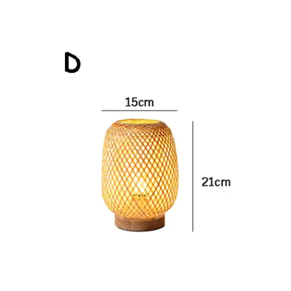 Handmade lattice woven bamboo table lamp bedroom wood light