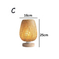 Handmade lattice woven bamboo table lamp bedroom wood light