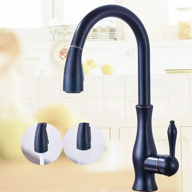High arch gold brass kitchen faucet with pull out sprayer