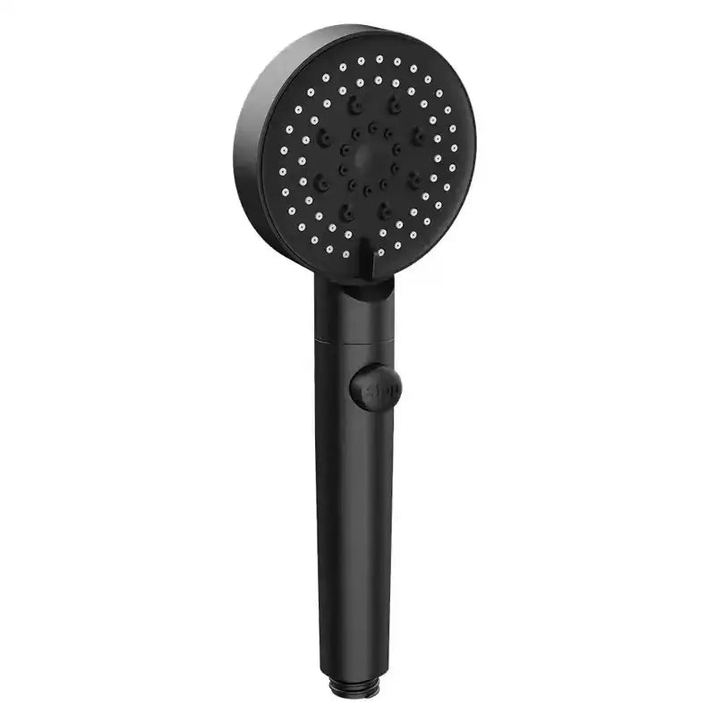 High pressure black round shower head bathroom one key switch