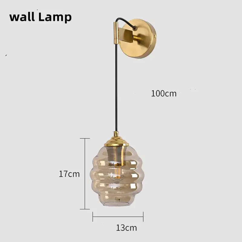 Honeycomb amber blue and gray glass pendant light for kitchen dining