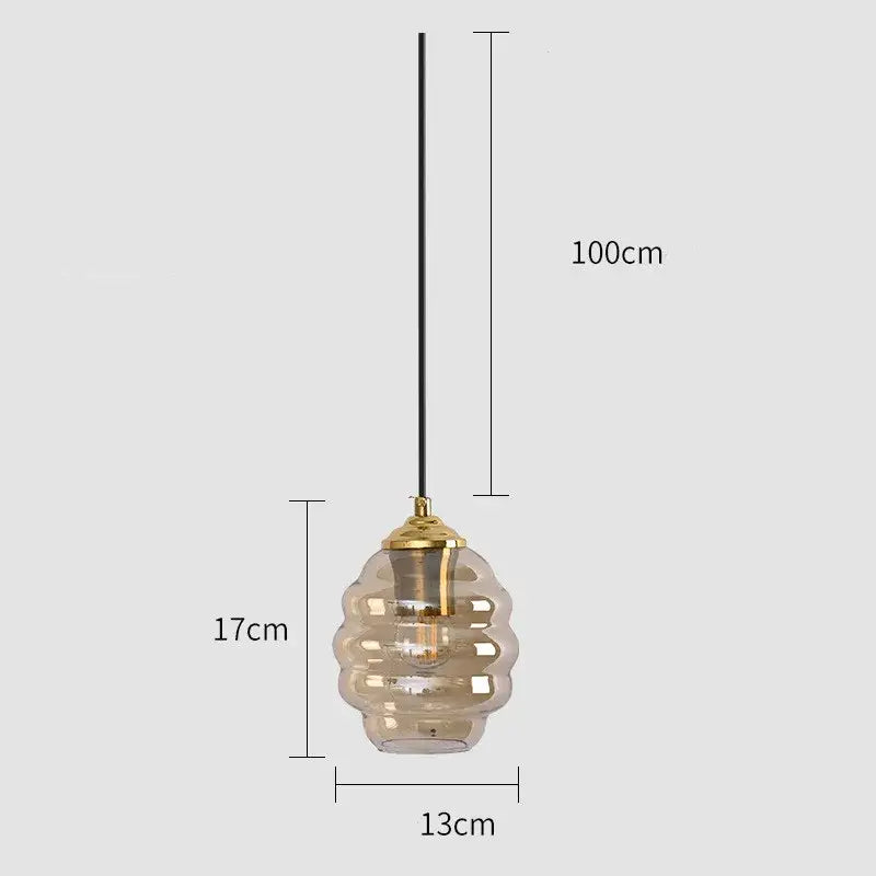 Honeycomb amber blue and gray glass pendant light for kitchen dining