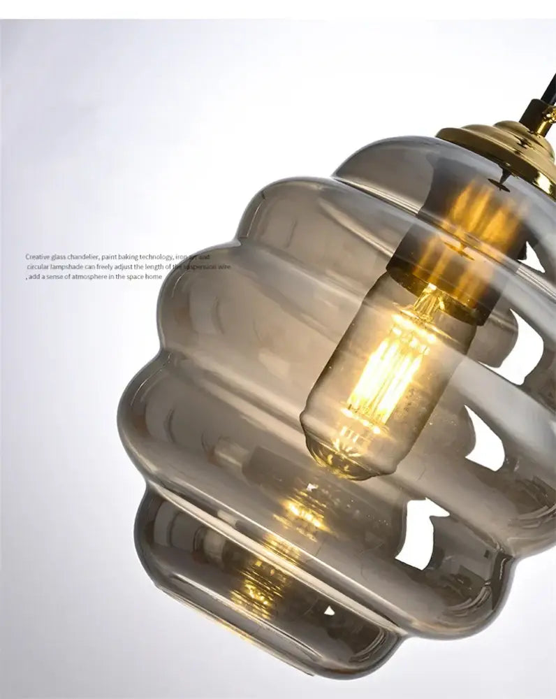 Honeycomb amber blue and gray glass pendant light for kitchen dining