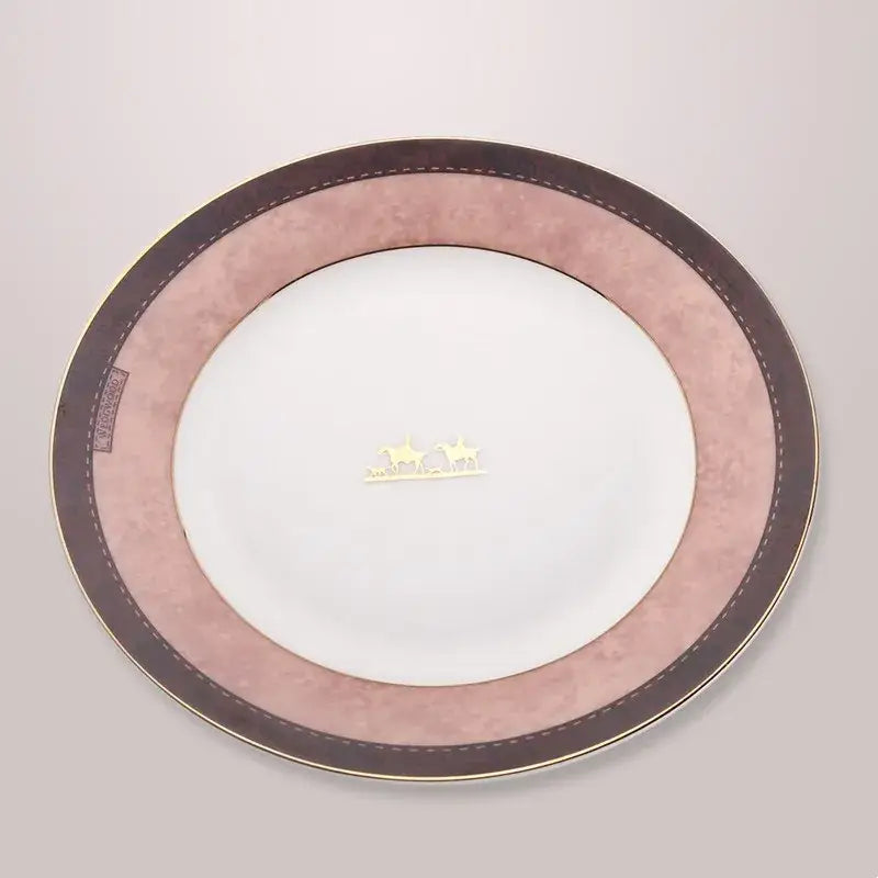 Horsebit pink & brown decorbites bone china tableware set dining room