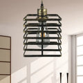 Industrial aged brass cylinder pendant ceiling light – dining room