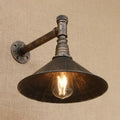 Industrial antique brass cone wall sconce dining room light