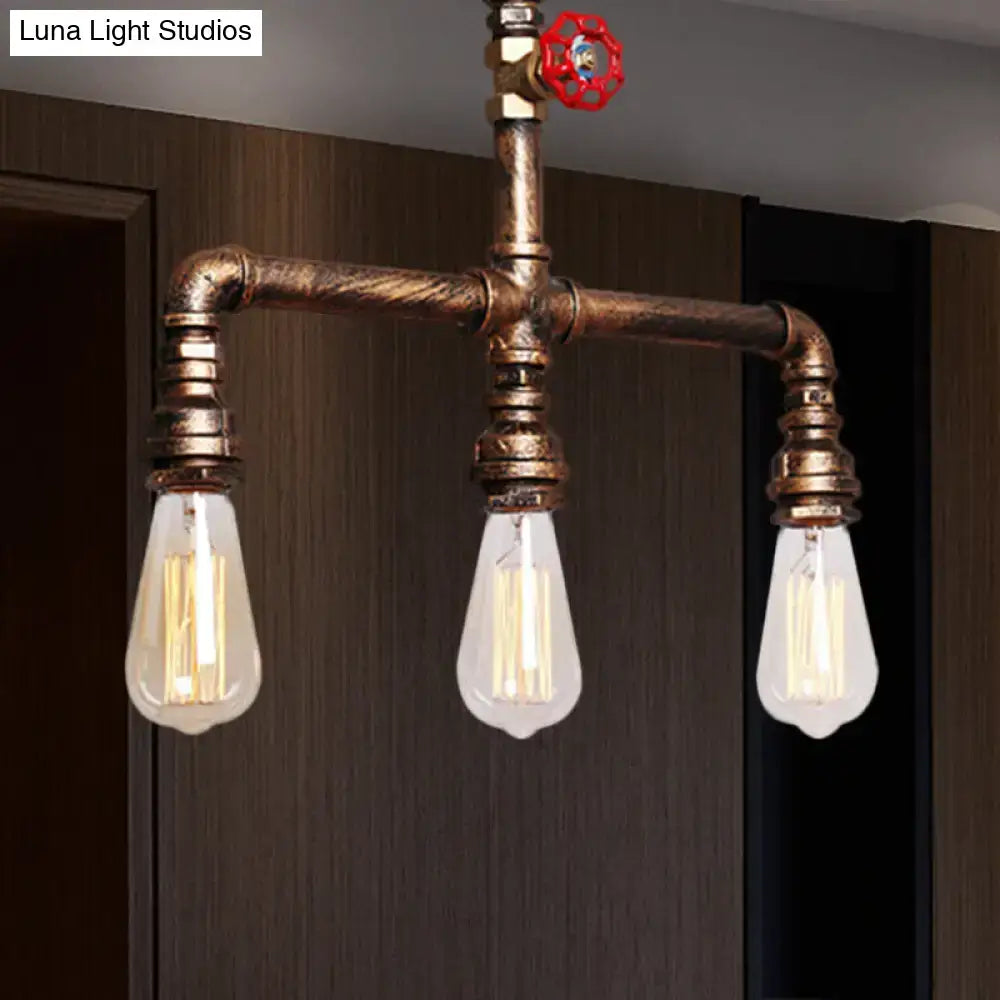 Industrial antique brass valve wheel pendant light kitchen chandelier