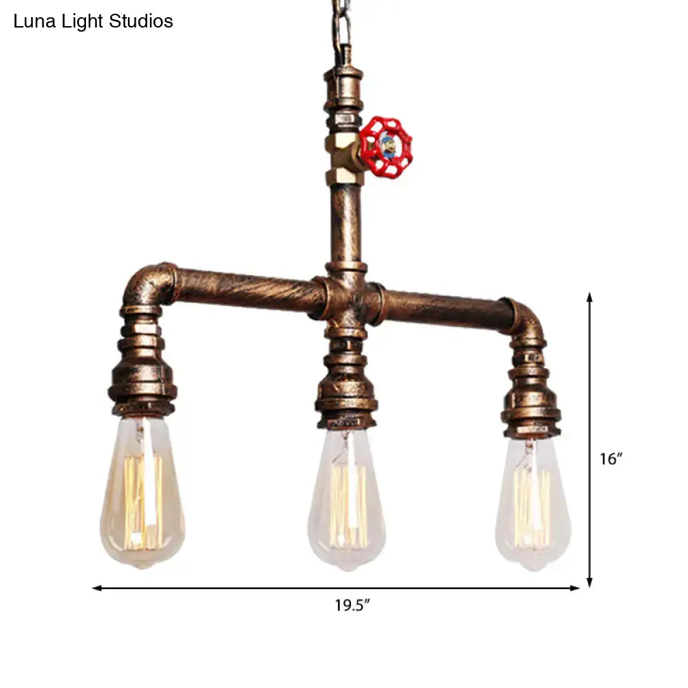 Industrial antique brass valve wheel pendant light kitchen chandelier