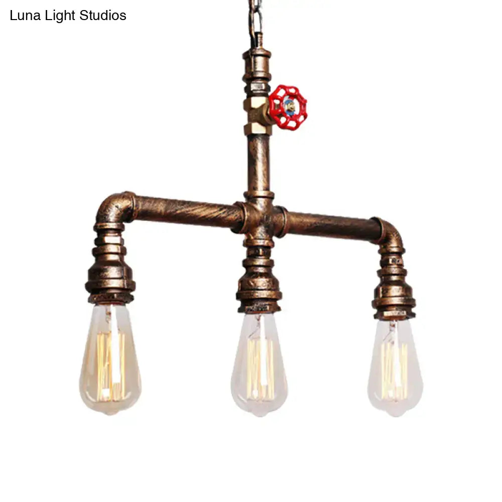 Industrial antique brass valve wheel pendant light kitchen chandelier