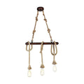 Industrial beige rope 3 heads open bulb pendant light dining room