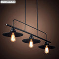 Black industrial style metal pendant chandelier with three exposed filament bulbs for island lighting fixture 220v-240v
