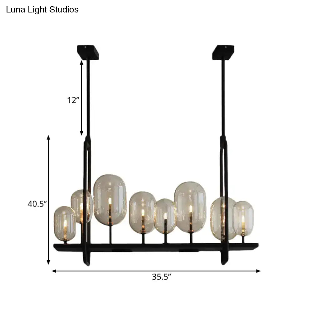 Industrial black amber glass chandelier – kitchen island lighting