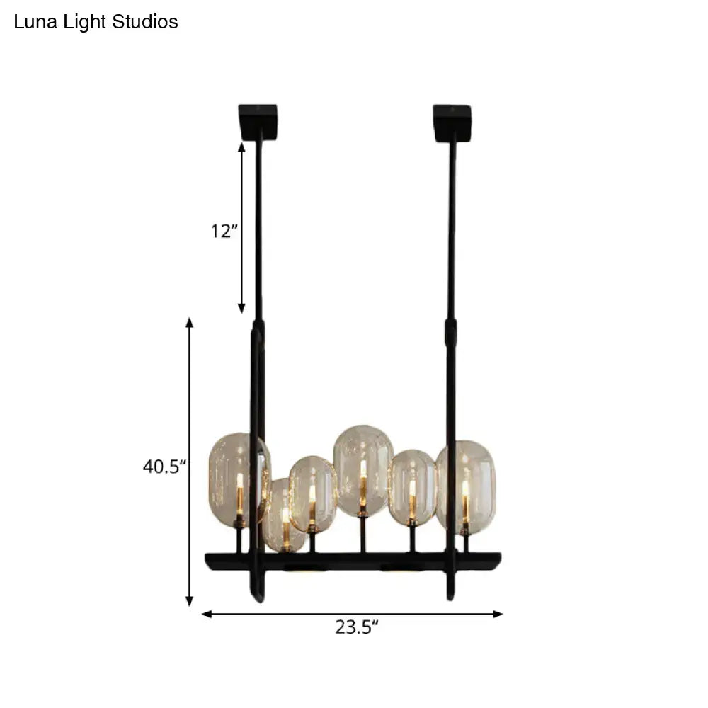 Industrial black amber glass chandelier – kitchen island lighting