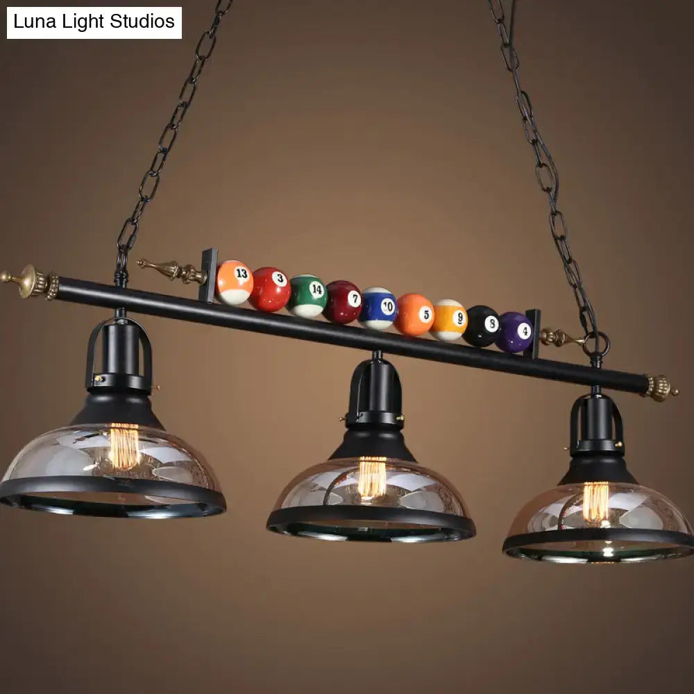 Industrial black and brass billiard ball light dining room fixture