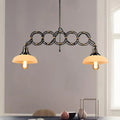 Industrial-style black metal pendant light with two warm opal glass shades and exposed filament bulbs 220v-240v 110v-120v