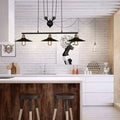 Industrial black and brass pulley pendant ceiling light bar e26 e27