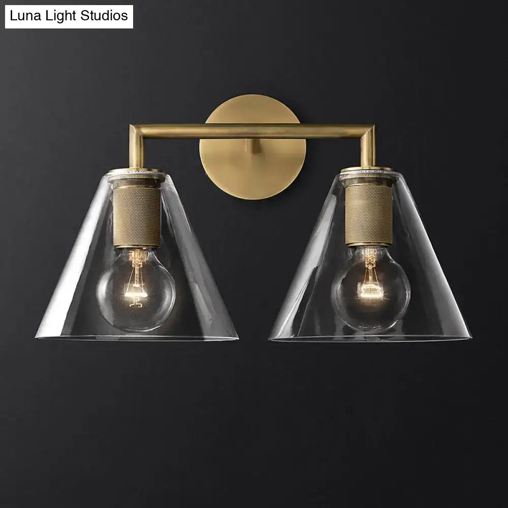 Industrial black and brass wall lamp bedroom clear glass fixture