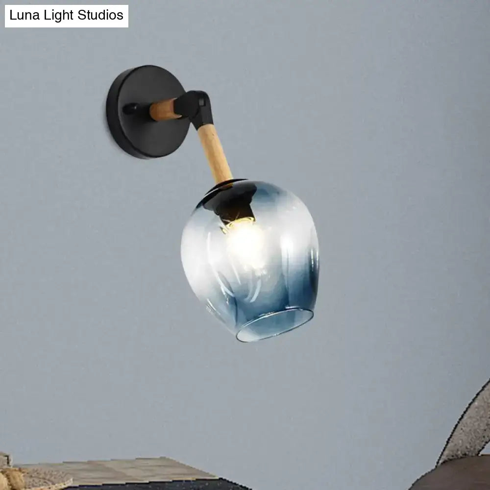 Industrial black and ocean blue wall sconce bedroom globe light