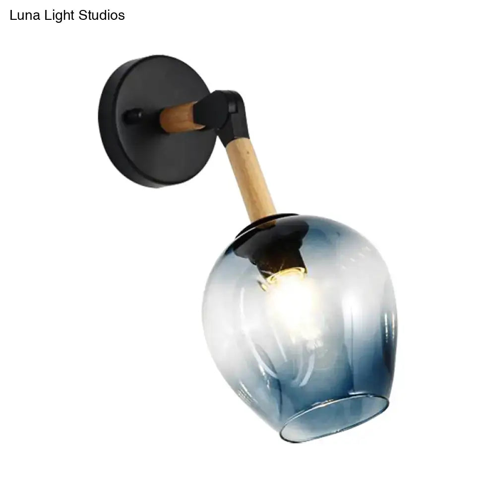 Industrial black and ocean blue wall sconce bedroom globe light