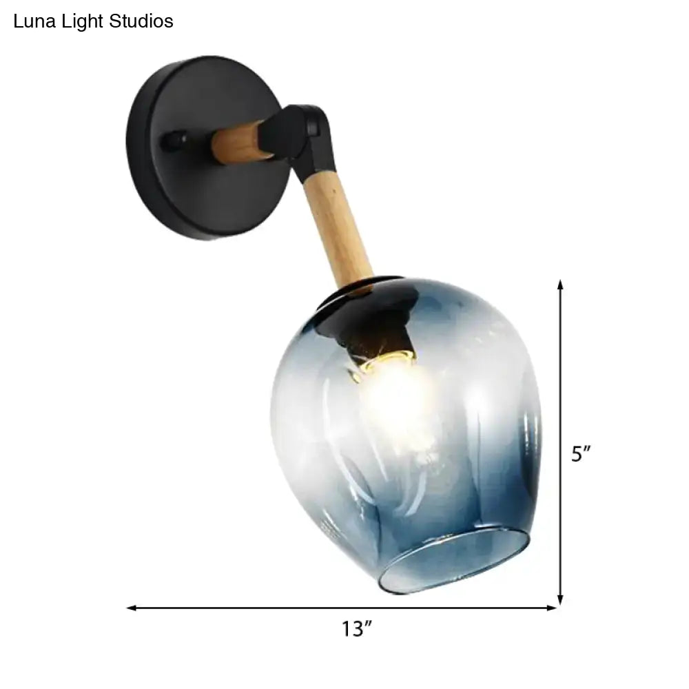 Industrial black and ocean blue wall sconce bedroom globe light