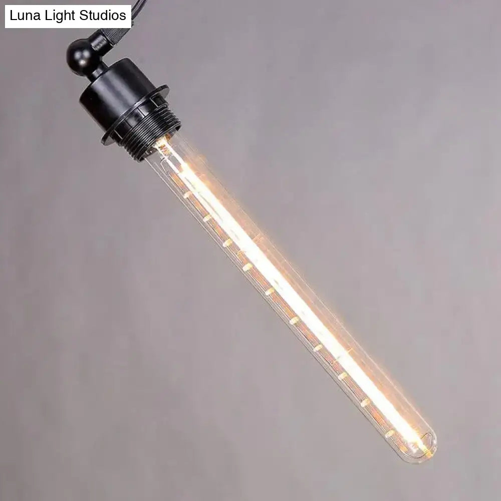 Industrial black & brass flute pendant light for kitchen island