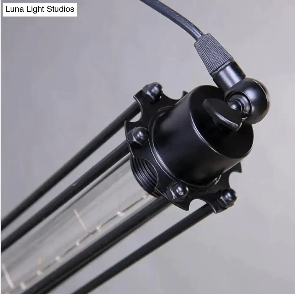 Industrial black & brass flute pendant light for kitchen island