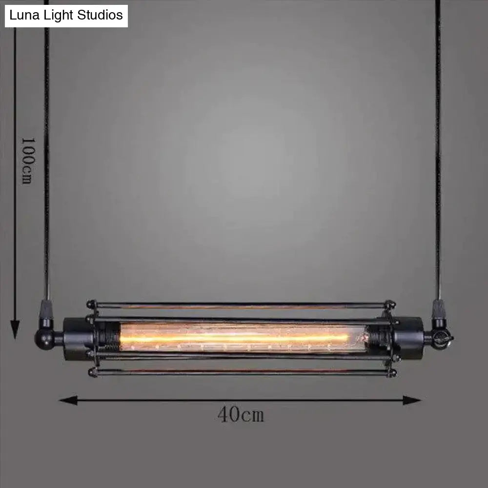 Industrial black & brass flute pendant light for kitchen island