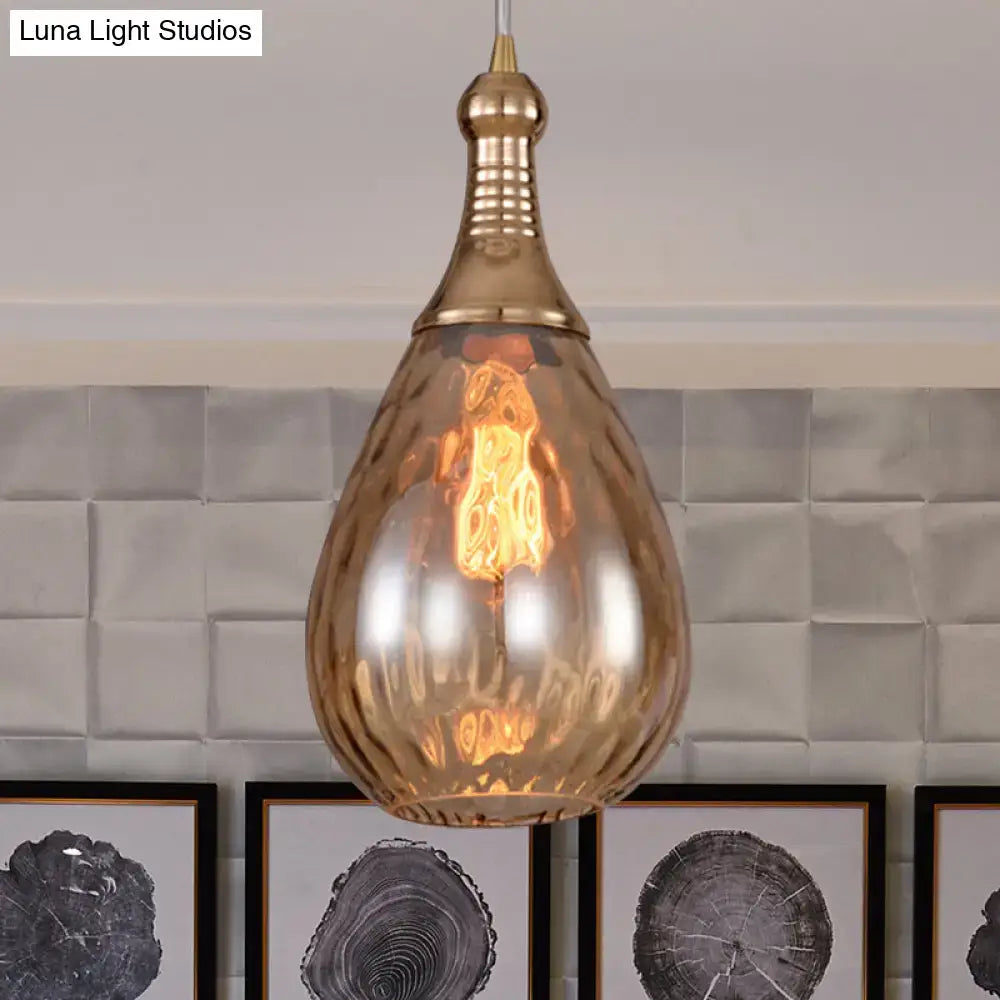 Industrial black & brass smoked glass pendant ceiling light bedroom